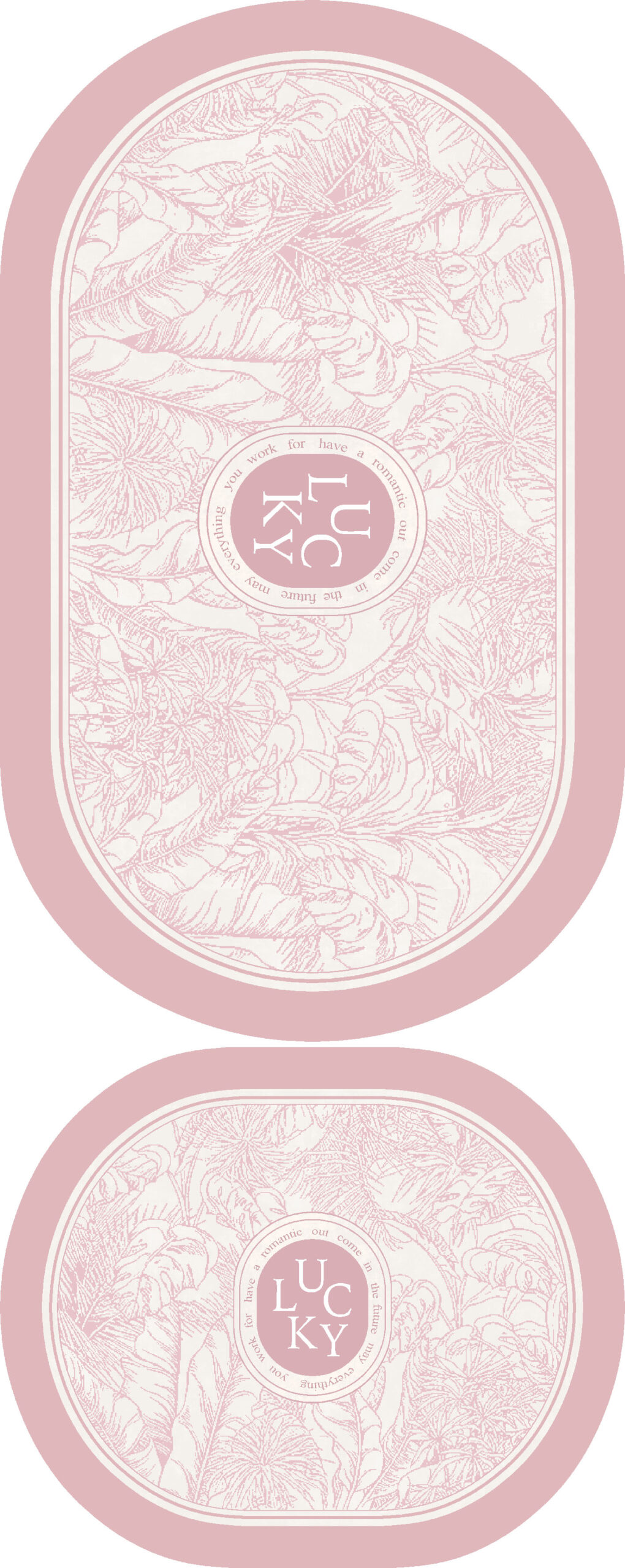 Pink Emblem Oval Bath Mat Set