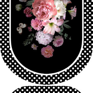 Black Floral Oval Bath Mat Set