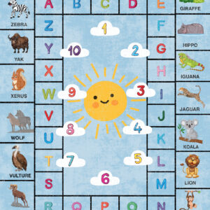 Blue Alphabet Learning Kids Rug