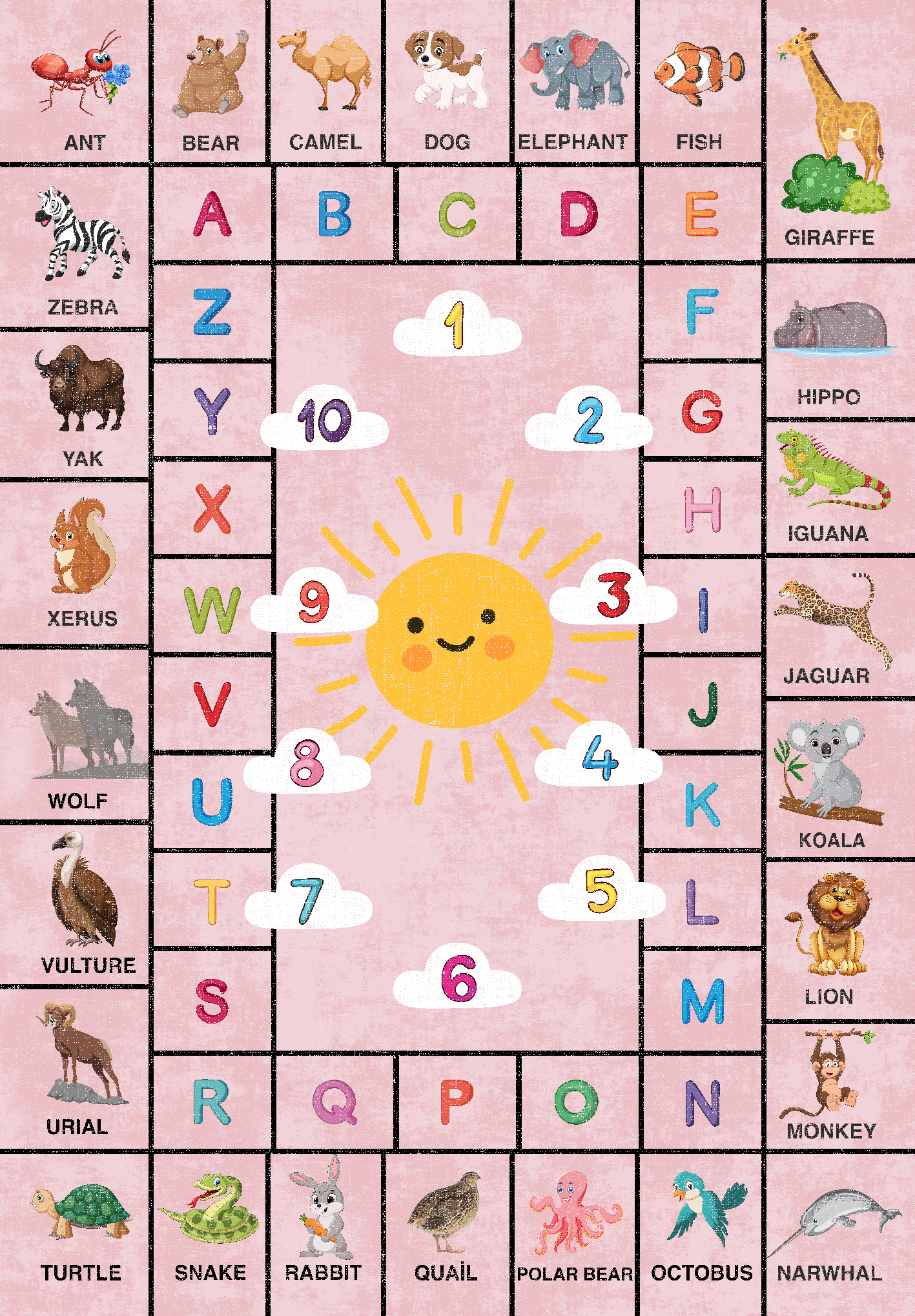 Pink Alphabet Learning Kids Rug