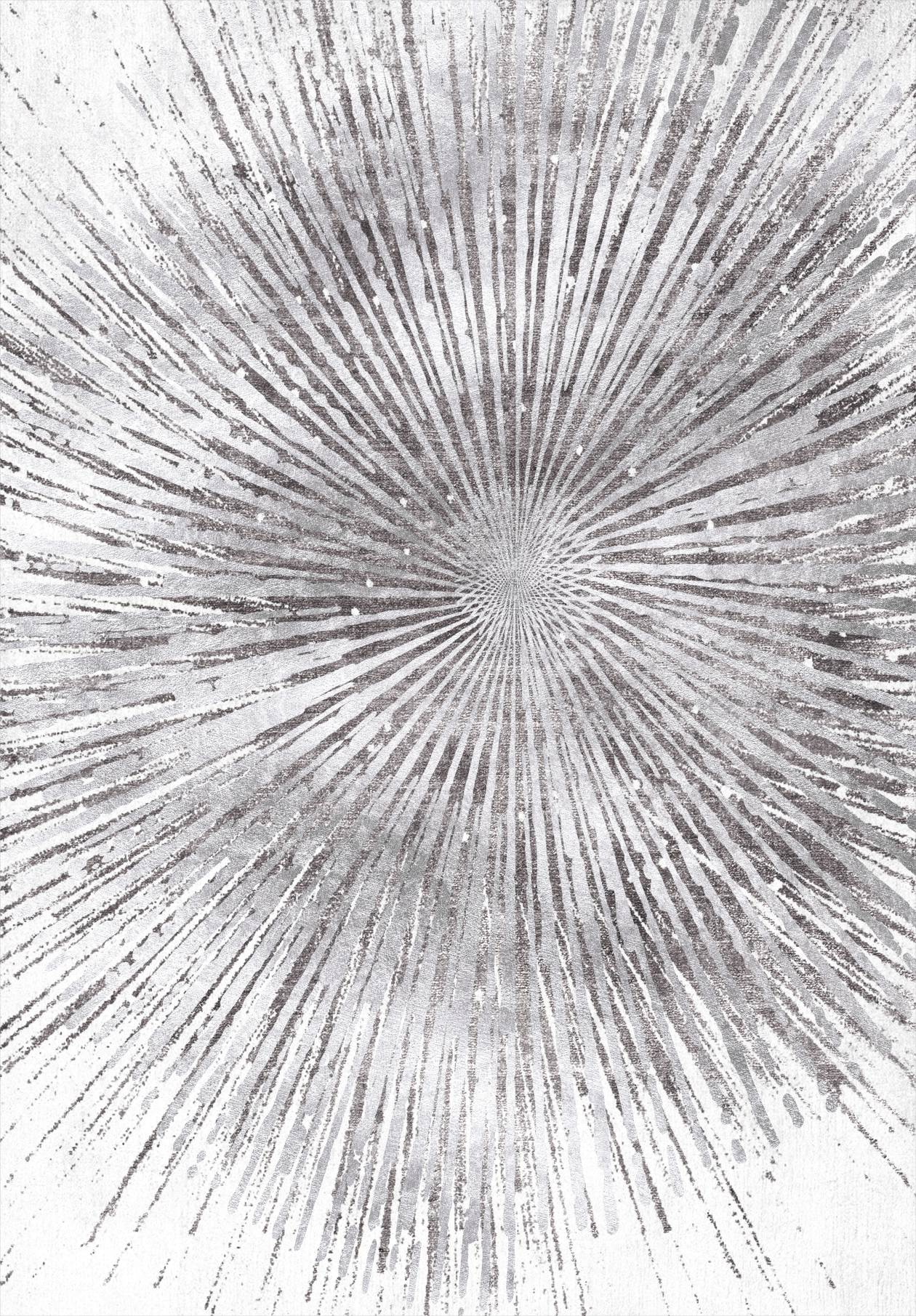 Silver Sunburst Abstract Rug