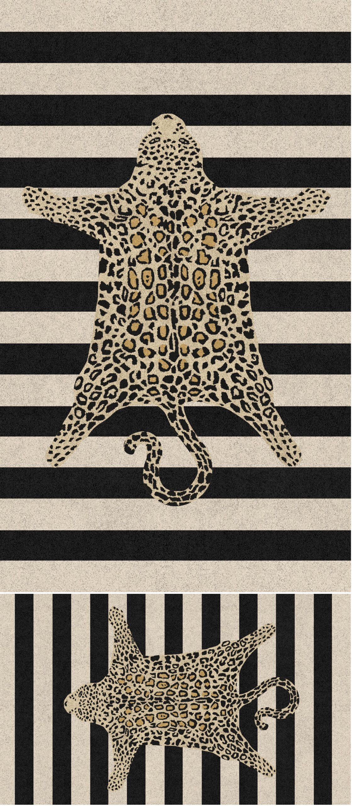 Striped Leopard Bath Mat Set