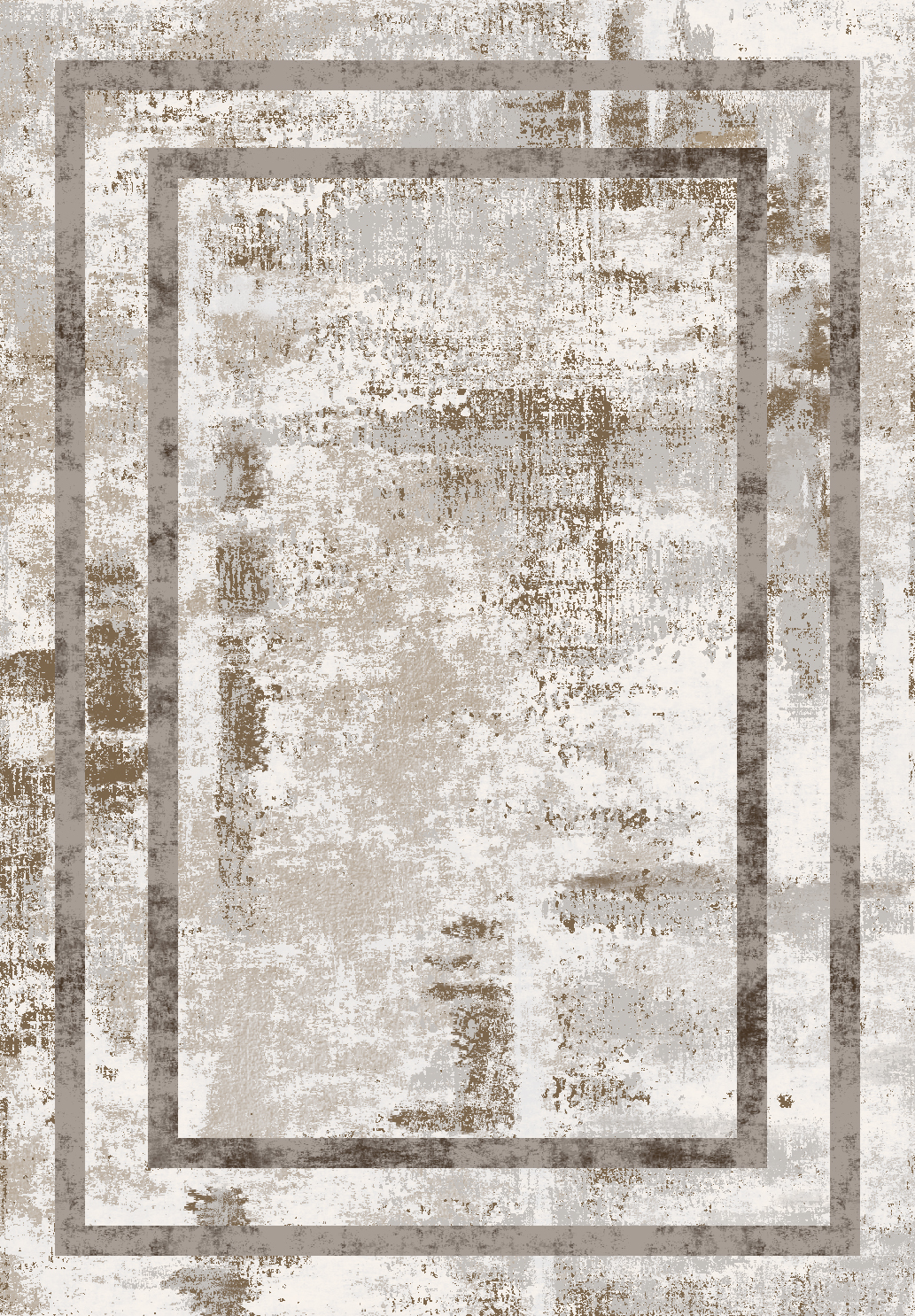 Taupe Border Distressed Rug