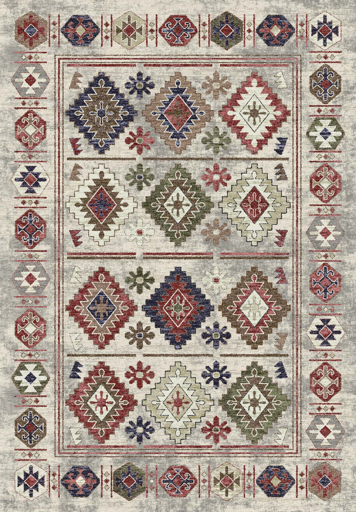 Multicolor Diamond Tribal Rug