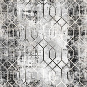 Charcoal Geometric Distressed Rug