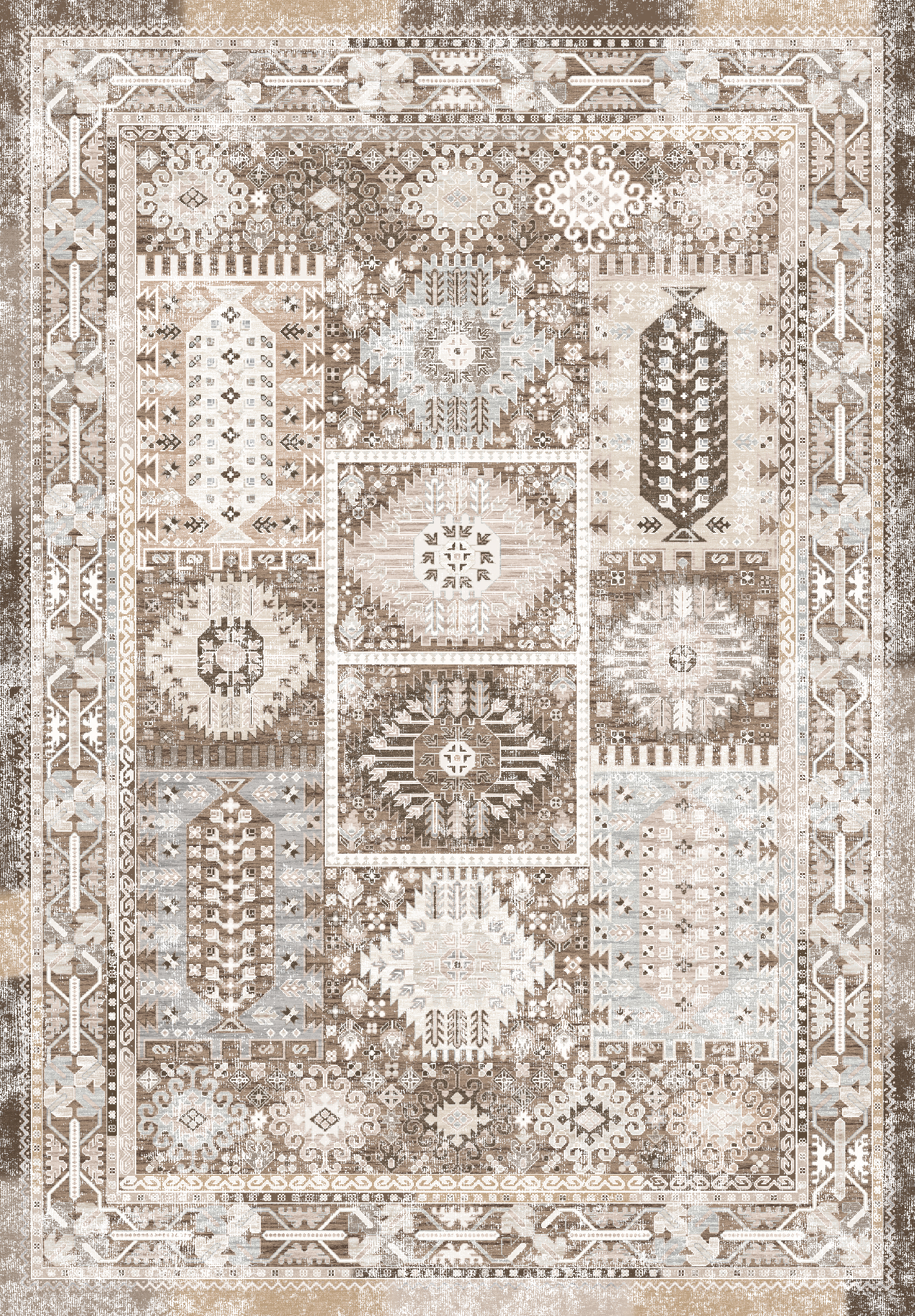 Beige Tribal Medallion Rug