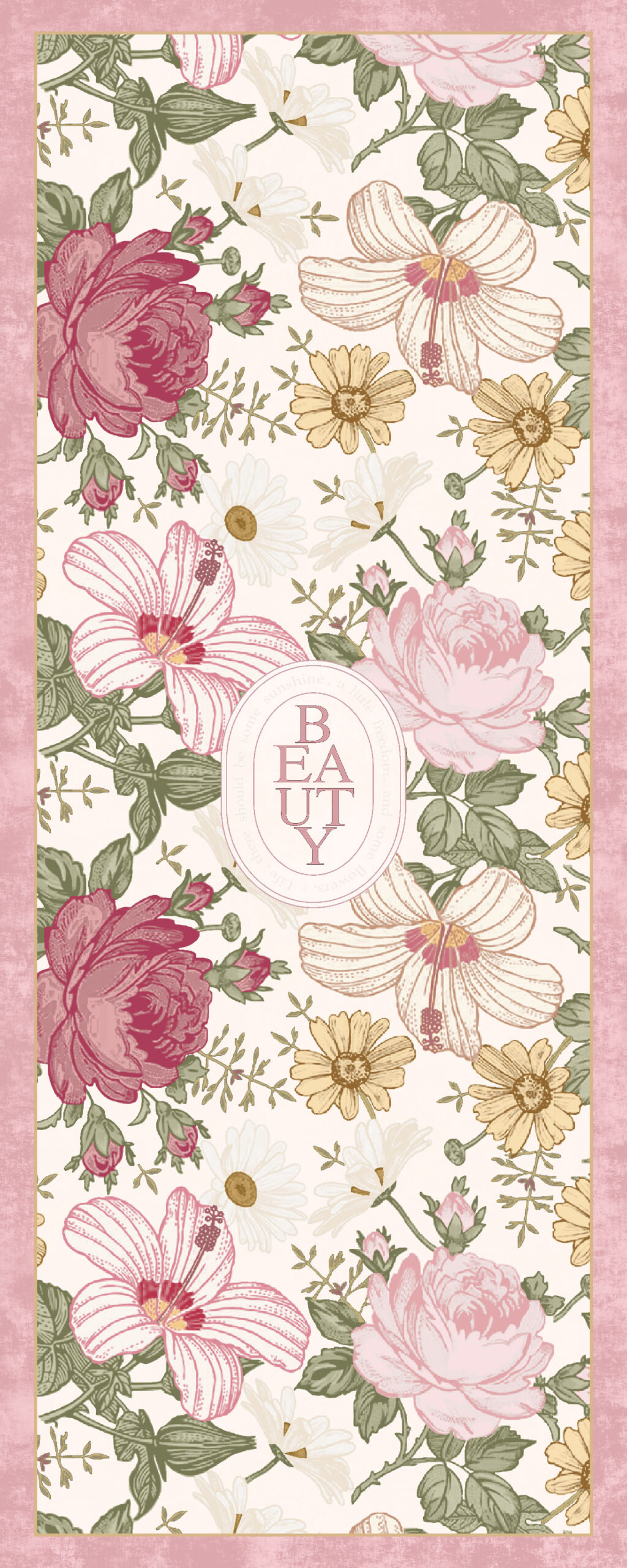Pink Floral Kitchen Mat