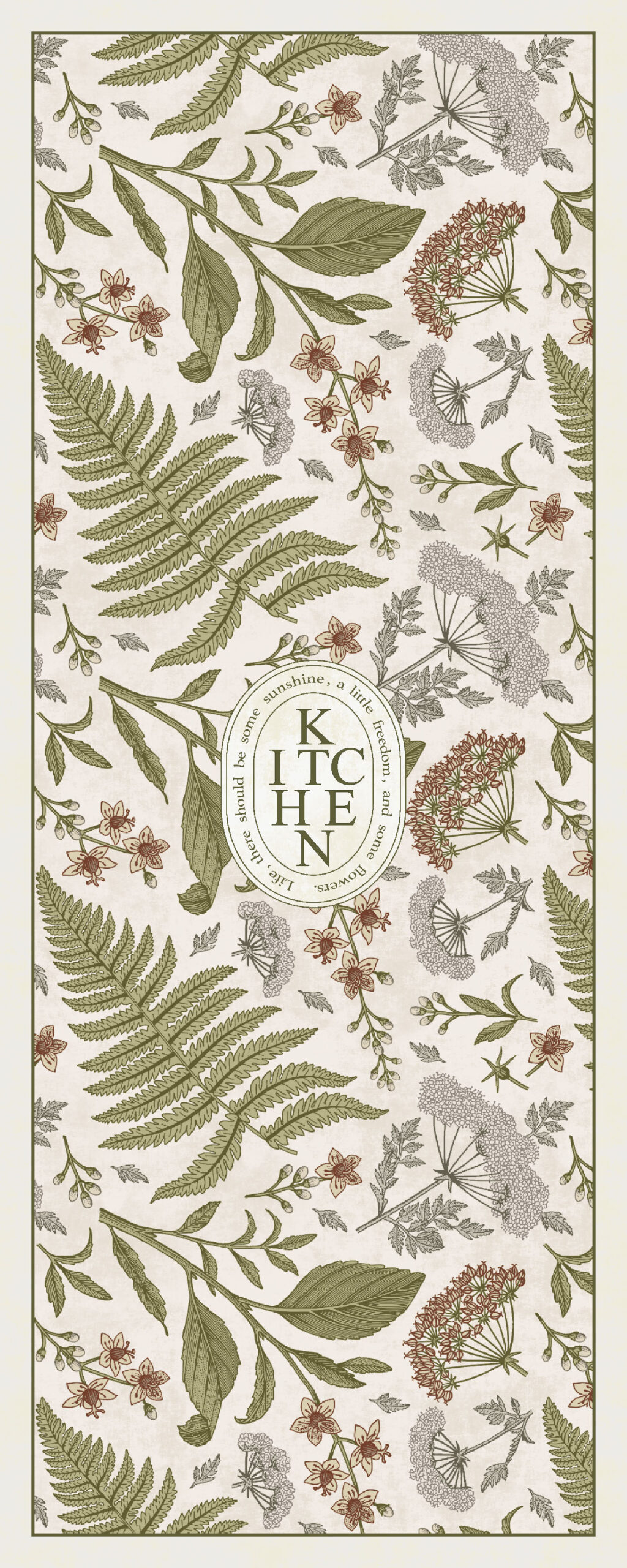 Green Botanical Kitchen Mat