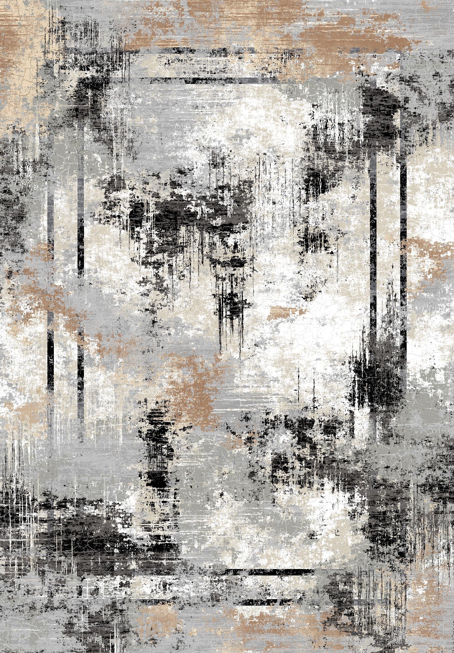 Grey Gold Painterly Abstract Rug